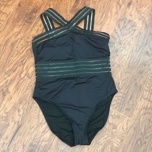 Kenneth Cole Black Swimsuit Crisscross Large Sheer